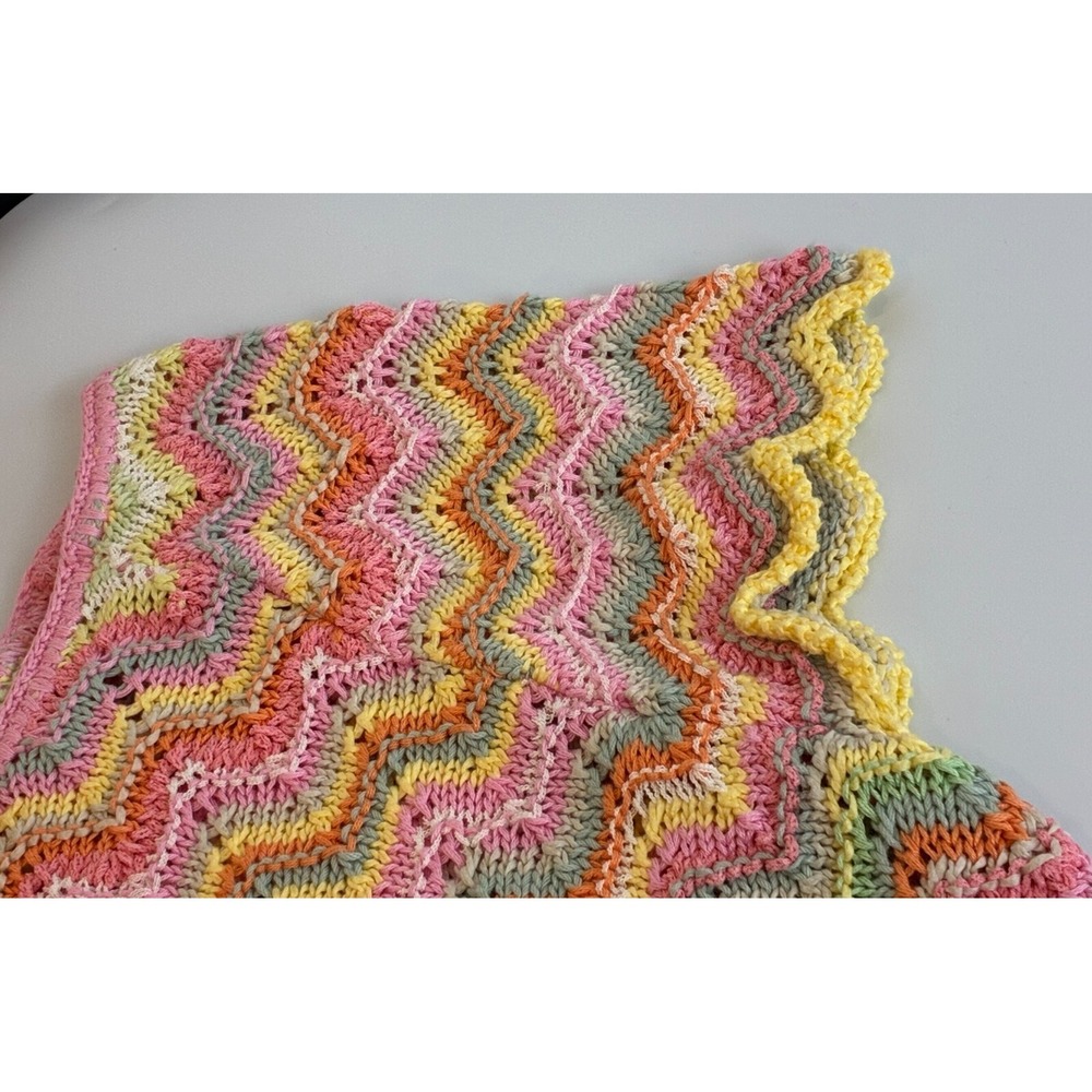 Vintage Sigrid Olsen Rainbow Chevron Crochet Sweater Size L Festival Fairy Twee - Picture 10 of 16